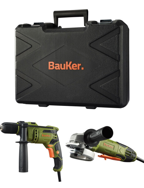 Set Bauker taladro 650W y amoladora 850W + maleta y accesorios Set Bauker taladro 650W y amoladora 850W + maleta y accesorios