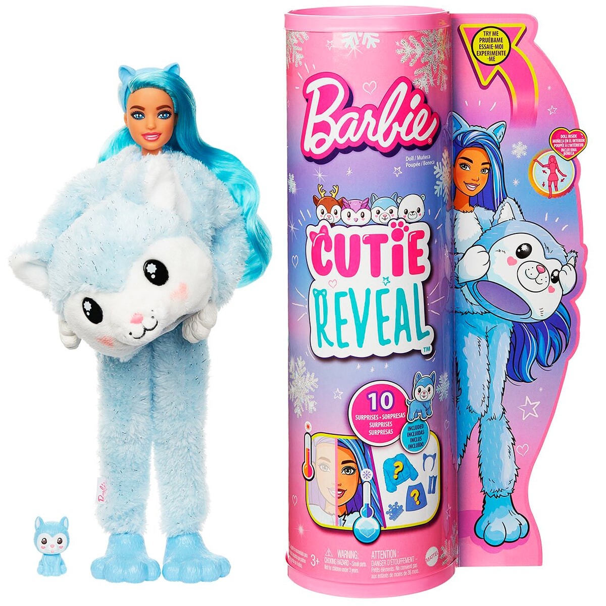 Muñeca Barbie Cutie Reveal Con Disfraz + Accesorios - Barbie Perro Husky 