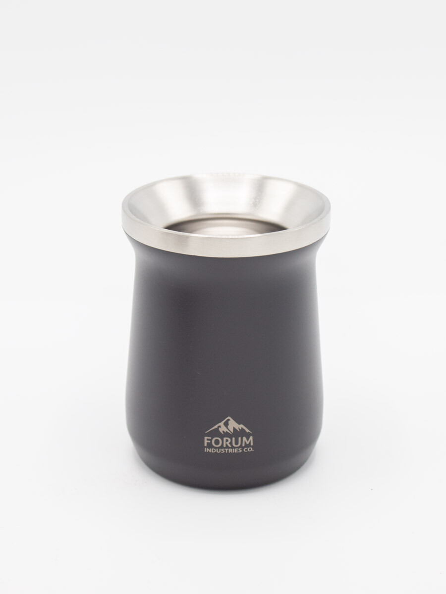 Mate Doble Tapa Acero Inoxidable Agarre Facil - Negro 