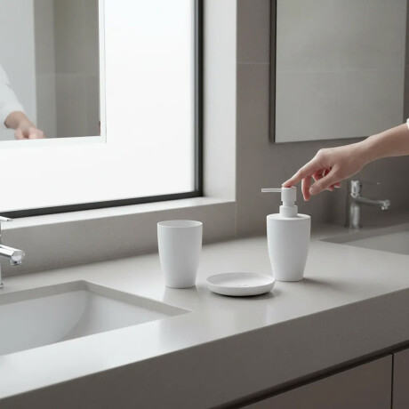 Set de Baño Pure 3 Pzas en Plástico Jaboneras Portacepillos Blanco