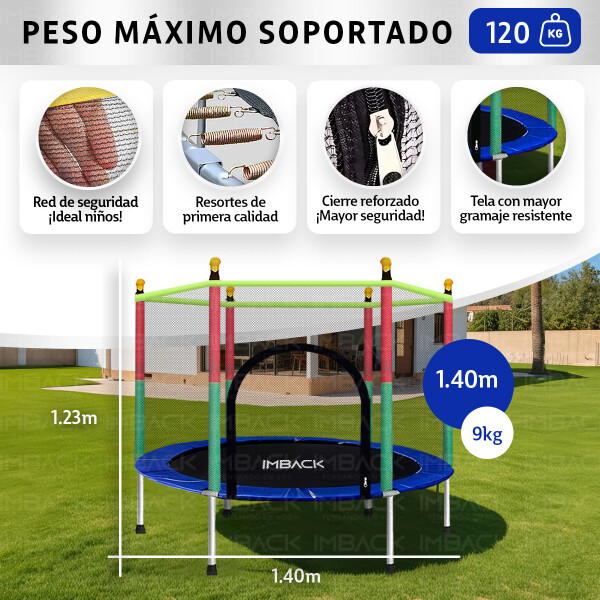 Cama Elástica de 1,40M Trampolín Saltarín Multicolor Azul ce001 Cama Elástica de 1,40M Trampolín Saltarín Multicolor Azul ce001