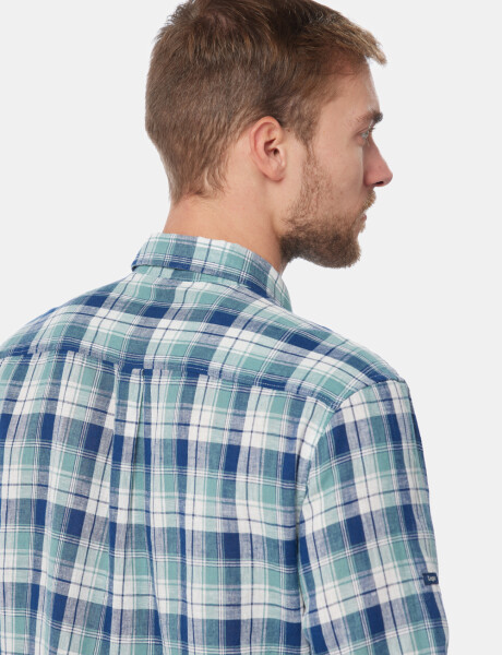 CAMISA DE LINO A CUADROS Verde