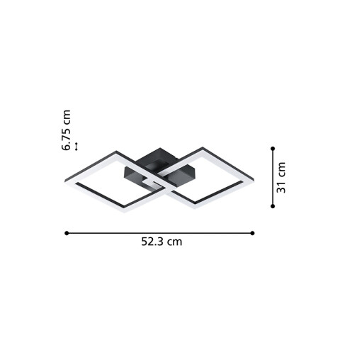 Lámpara de techo LED 20W cálida acero negro HUERTA EG1220