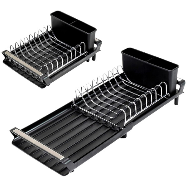 Mini Escurridor Extensible Seca Platos Vasos Cubiertos Variante Color Negro