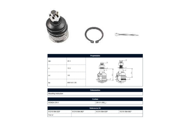 Rotula Honda Crv 02-06 Der/Izq Rotula Honda Crv 02-06 Der/Izq