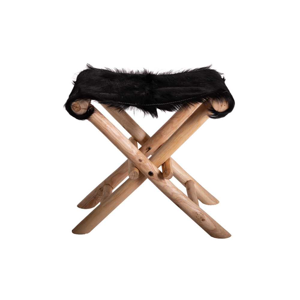 TABURETE GOAT BLANCO CUERO Y MADERA GOAT STOOL