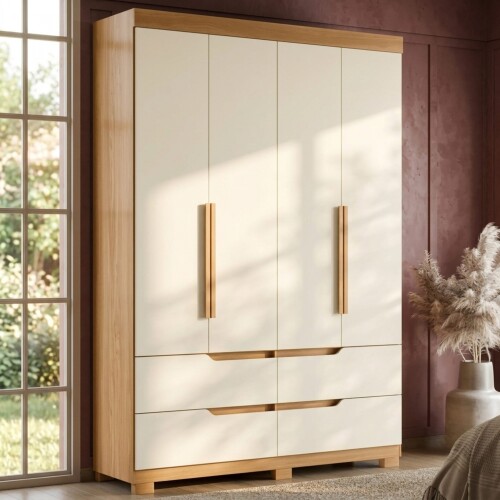 Ropero 4 puertas 4 cajones - Doble Beige