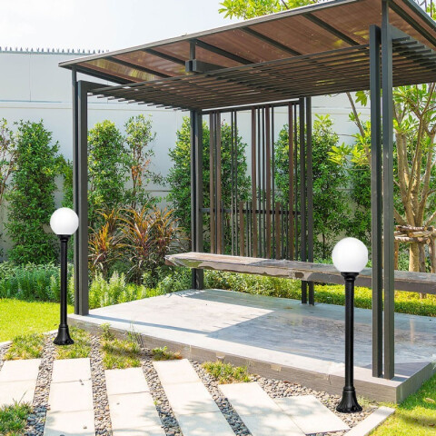 Globo Ø250 c/columna negro opal IP55 E27 incl. FL0704