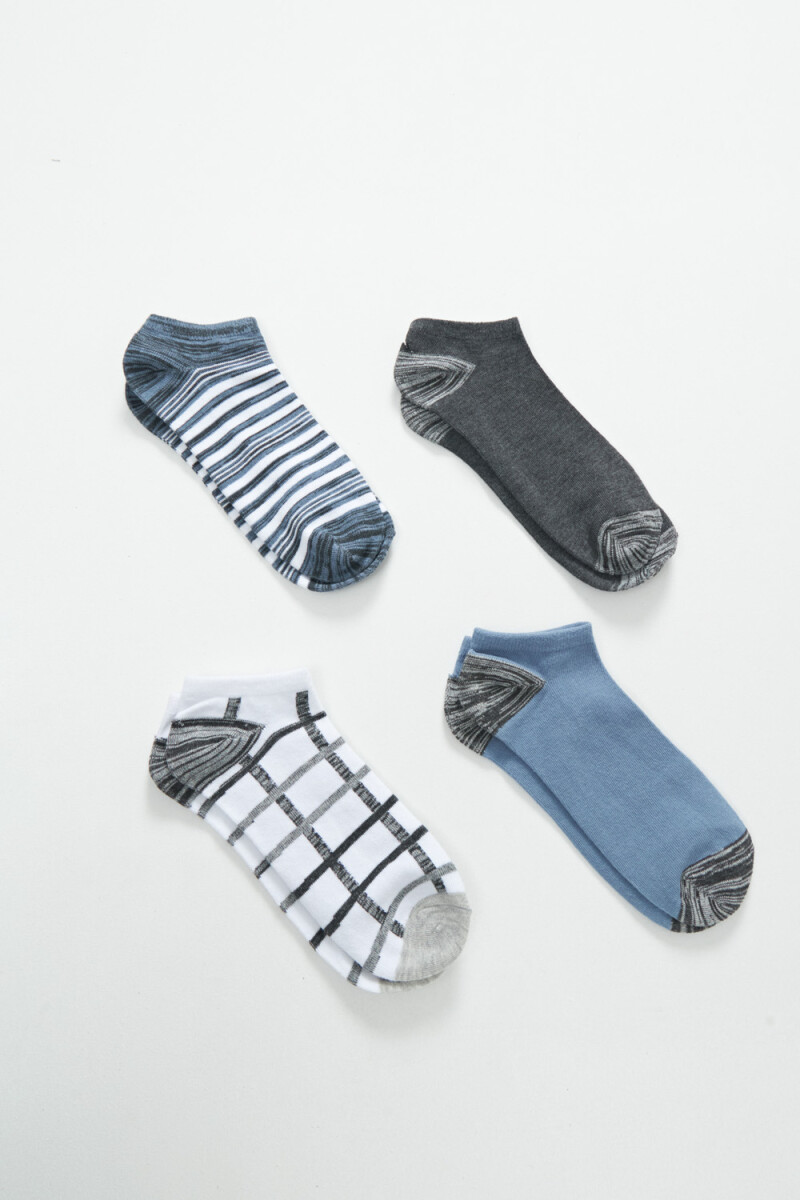 Pack x4 medias soquete - Estampado Gris 