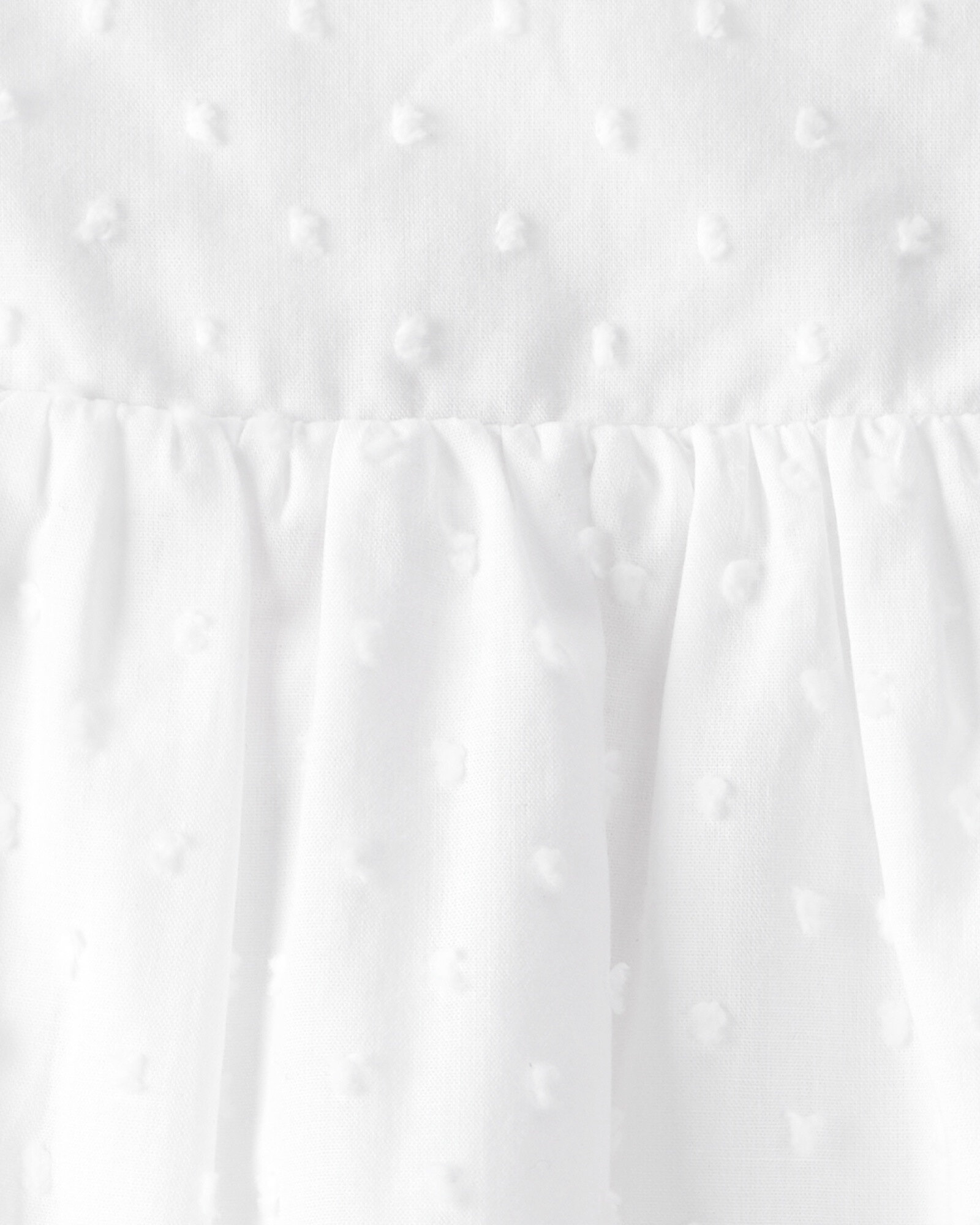 Vestido de algodón con textura plumetí, blanco, mangas con volados Sin color