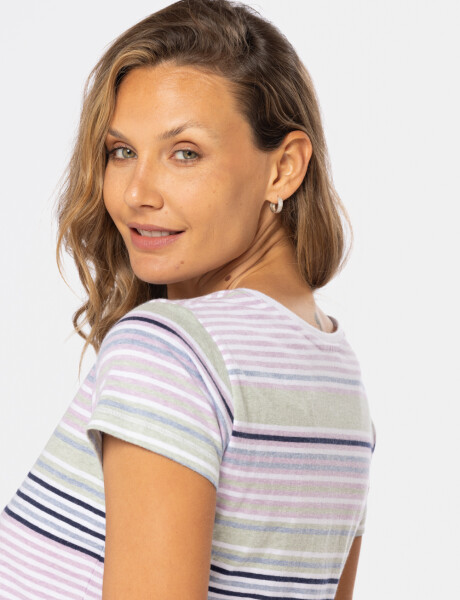 REMERA RAYADA DE ALGODÓN Blanco