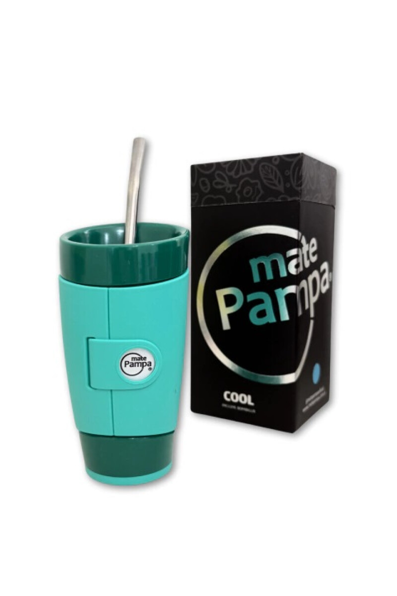 MATE PAMPA GUAMPA CON BOMBILLA BOMBILLA TURQUESA C/VERDE