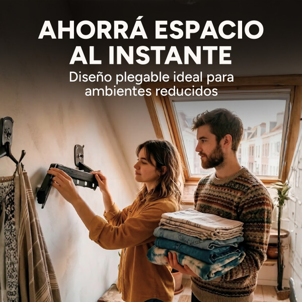 Tendedero Ropa Plegable Extensible 96 Cm 180° Ventosa Balcón Color Negro