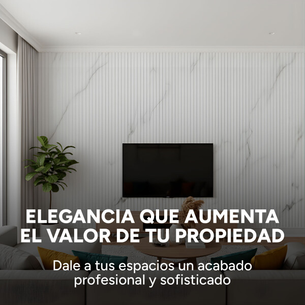 Pack x20 Wpc Simil Madera Wall Panel Lambrin 2.90x16.7 Color Blanco Mármol