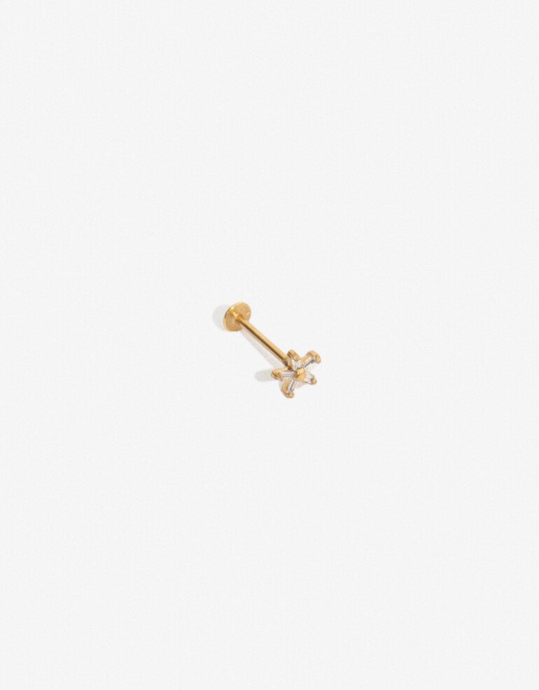 Bijouterie Vs Strass Piercing De Titanio Con Flor Strass - Dorado
