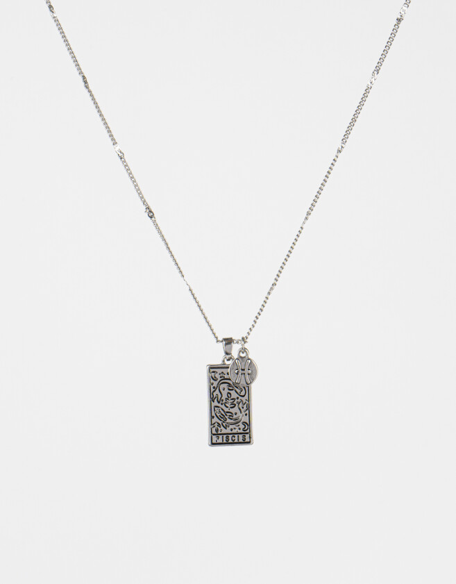 Cadena Corta con Dije De zodíaco Cadena Con Dije De Zodíaco Piscis - Plateado