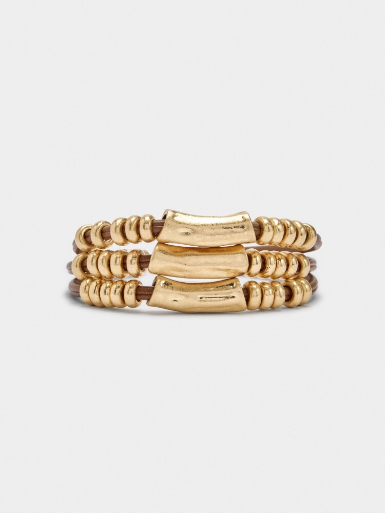 Multipulsera De Cordones Con Segmentos Tubulares marron