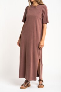 Vestido Algodon Lavado Marron
