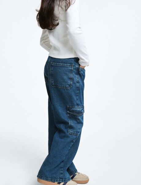 PANTALONES VAQUEROS DE PIERNA ANCHA AZUL