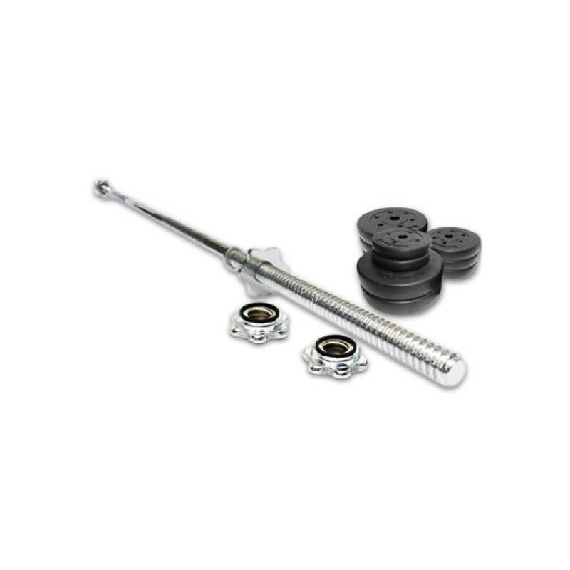 Kit de Barra Recta Larga Maciza De 1.80mts + 60kgs En Discos 4x10Kg 2x5Kg 4x2.5Kg