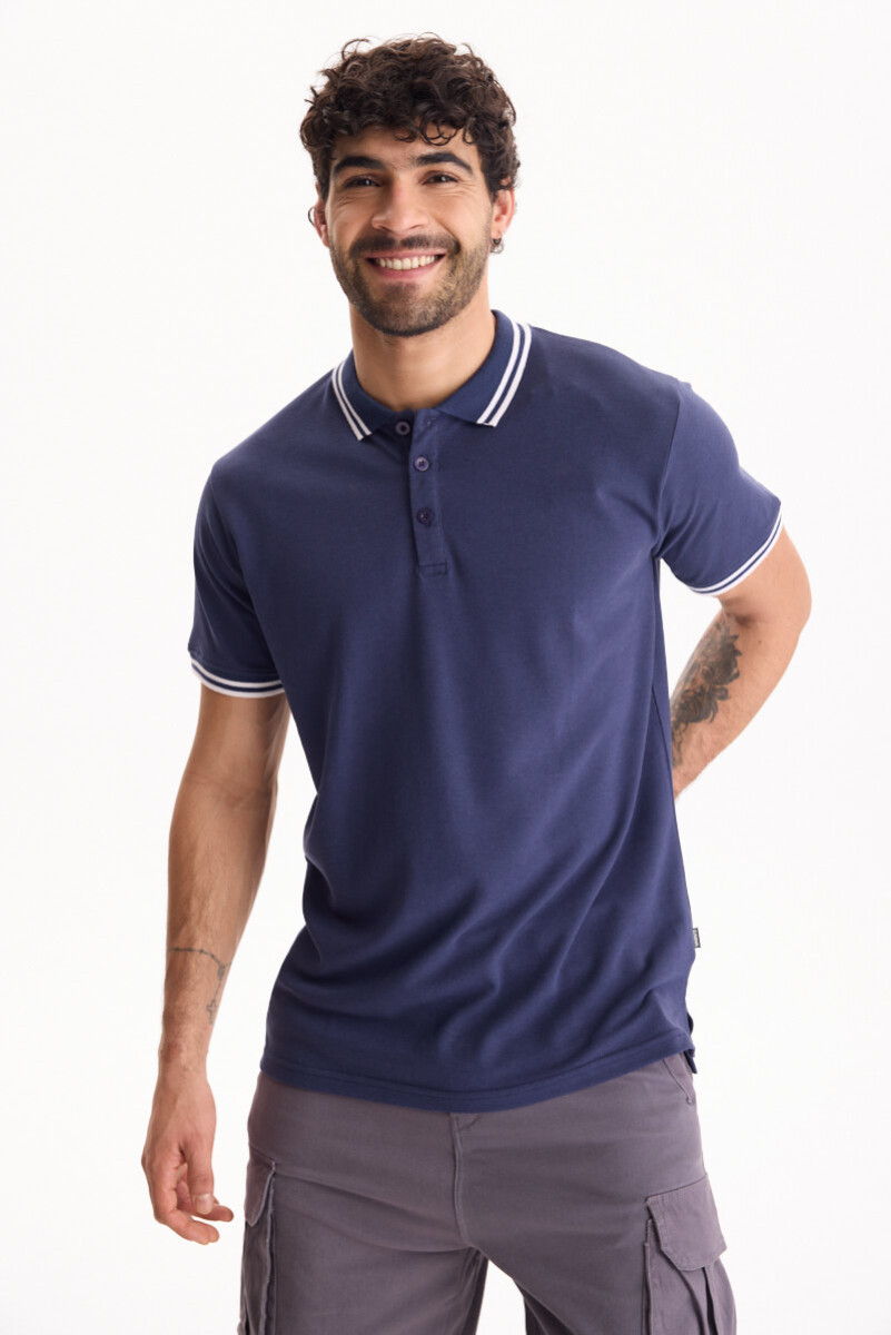 Remera Polo Stripped - Azul 
