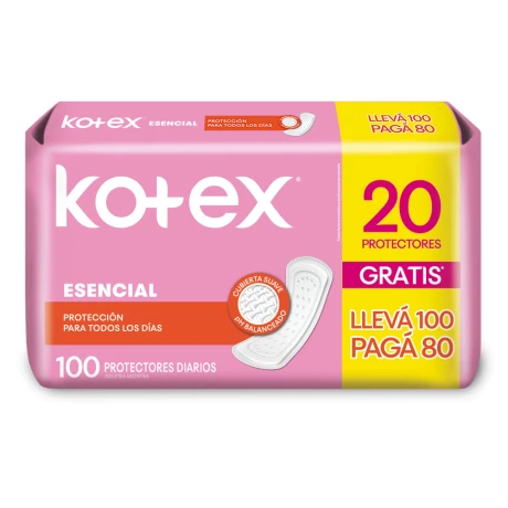Protectores Diarios Kotex Esencial x 100 Protectores Diarios Kotex Esencial x 100