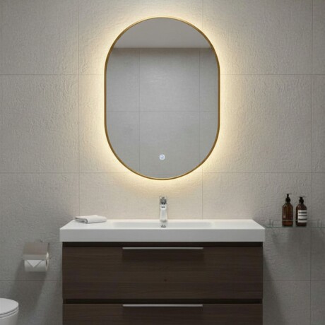 Espejo Vertical Lumax Moddy Marco Ovalado y Luz Led 50x70cm Dorado
