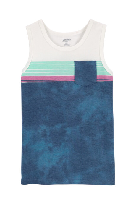 Musculosa de algodón, diseño a rayas multicolores Sin color