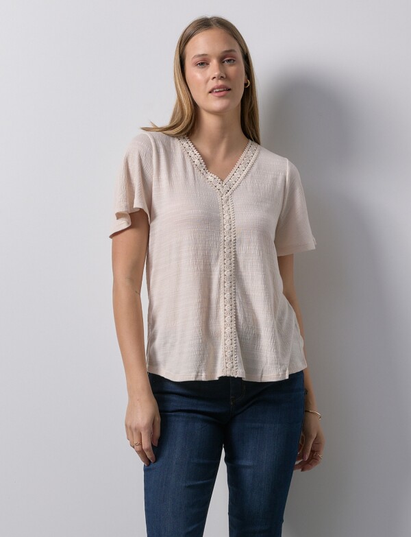 Remera Crochet BEIGE CLARO