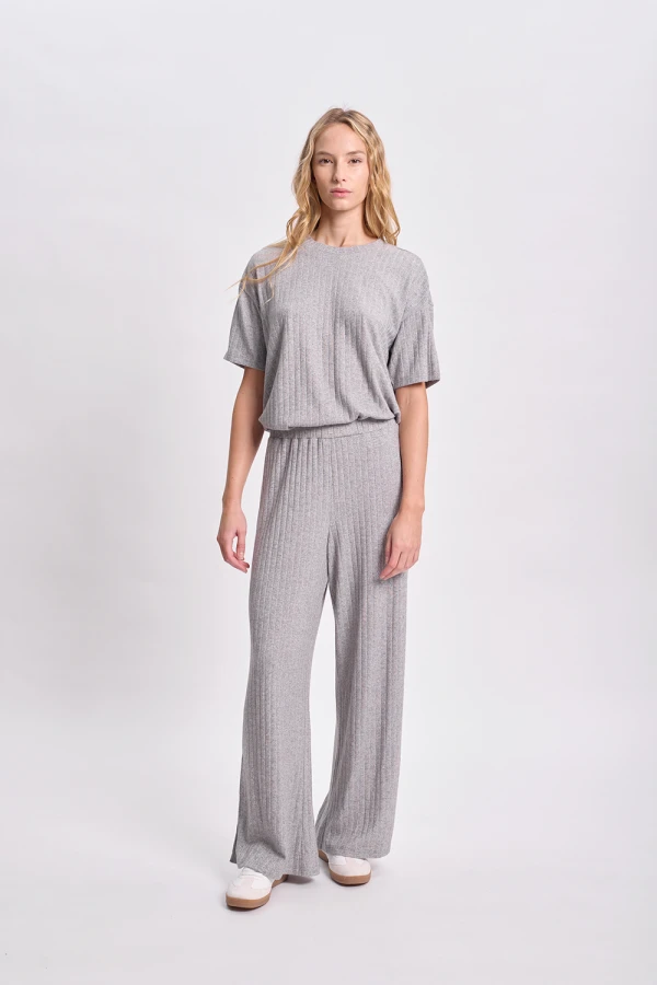 Pantalón ancho lanilla Gris