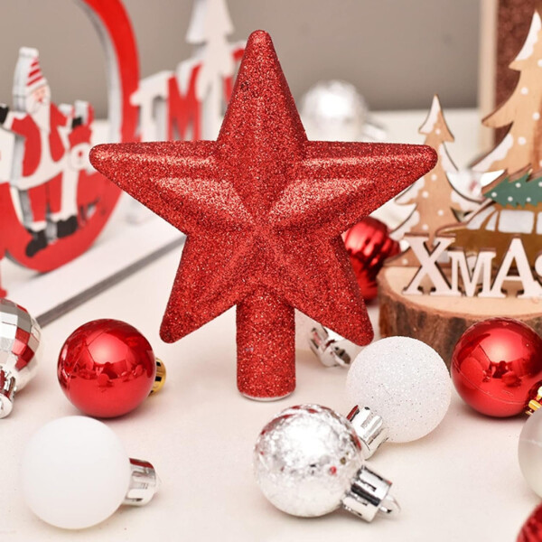30 Chirimbolos Adorno Navidad 30mm Glitter Brillante Opaco Variante Color Rojo