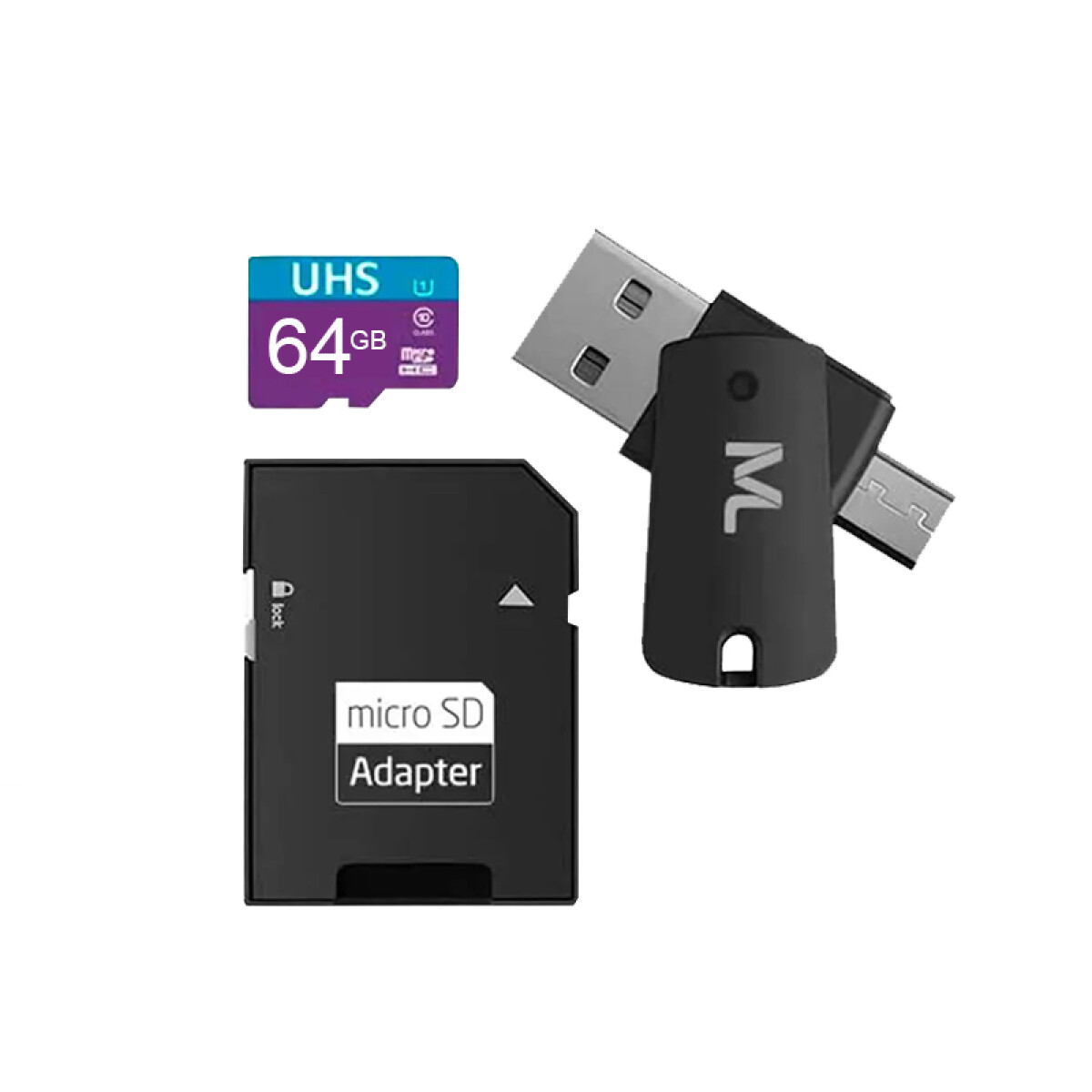 Memoria micro SD 64GB incluye adaptador USB+ Micro USB - Unica 