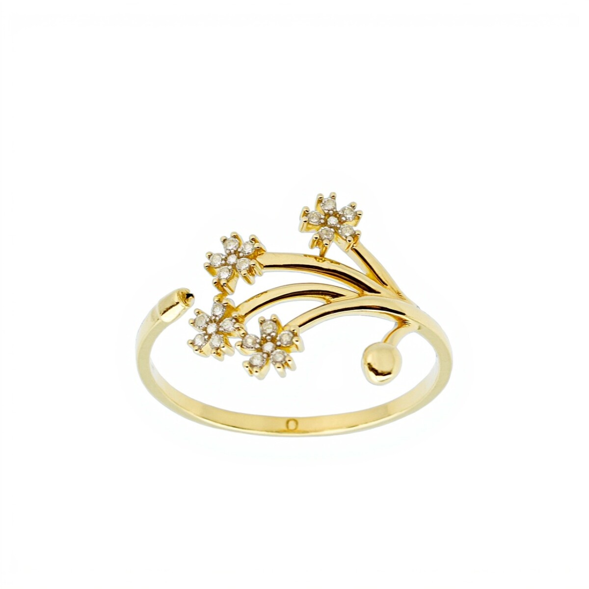 Anillo Flor-Oro Bajo-Piedra Zirconia-AN8103 - conpiedra 
