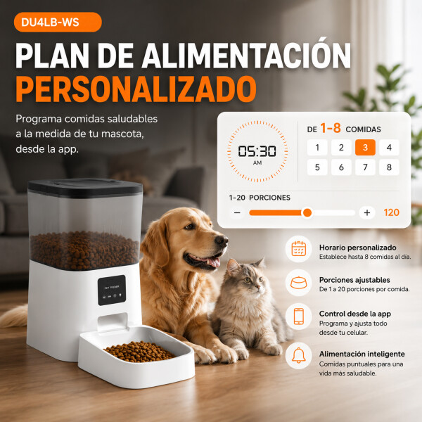 Alimentador Wifi Dispensador De Alimentos Para Mascotas 6l ALIMENTADOR SMART 4LT DUALB-WS