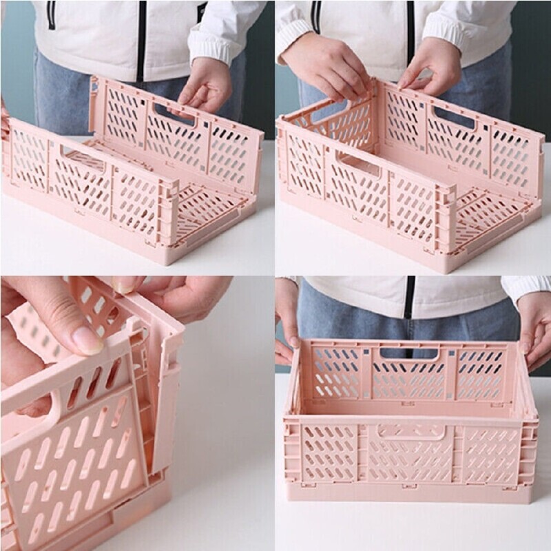 Caja de almacenamiento plegable mediano rosa