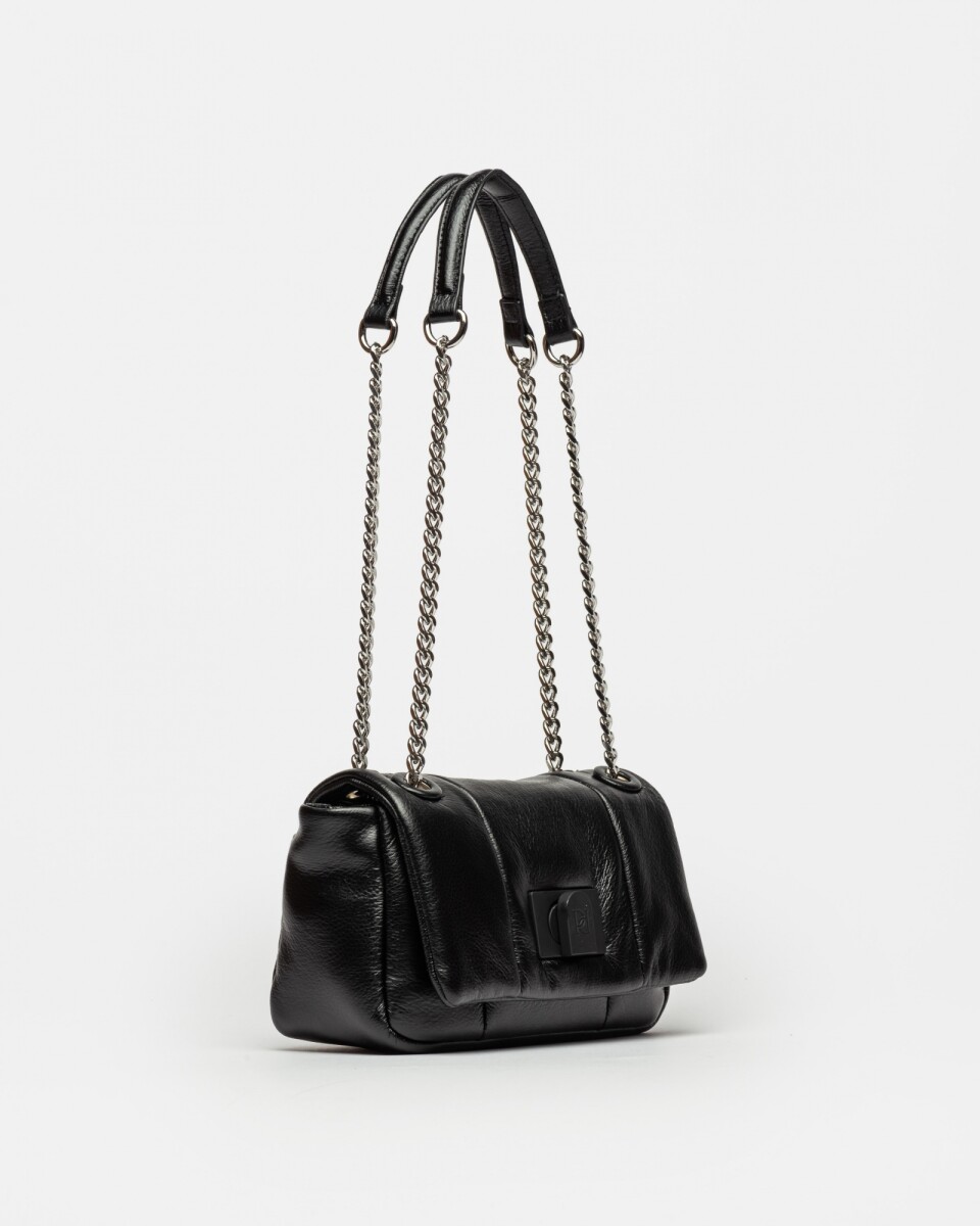 Bandolera Connie En Efecto Cuero - Negro 