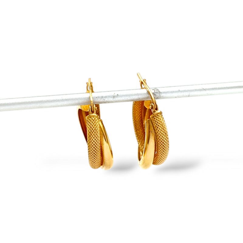 Caravanas aros de oro facetados inflados - Oro bajo - Sin piedra- CA8040 sinpiedra