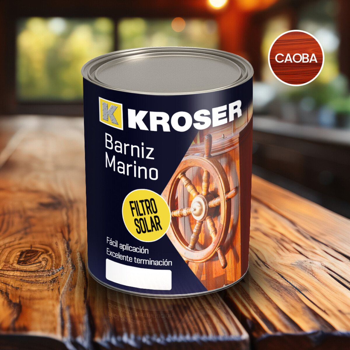 BARNIZ KROSER CAOBA BRILLANTE C/FLTRO SOLAR 0.90L ++ - N/a 