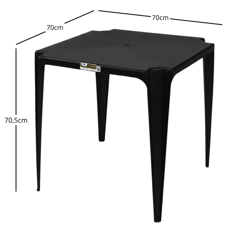 Mesa cuadrada 70 x 70 cm Bela Vista NEGRO