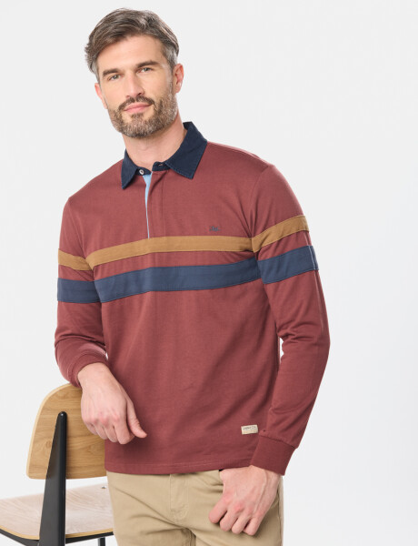 REMERA POLO RAYADA Bordo