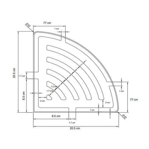 Repisa Triangular Esquinera Cromada Aqualia 20.5X20.5Mm 000