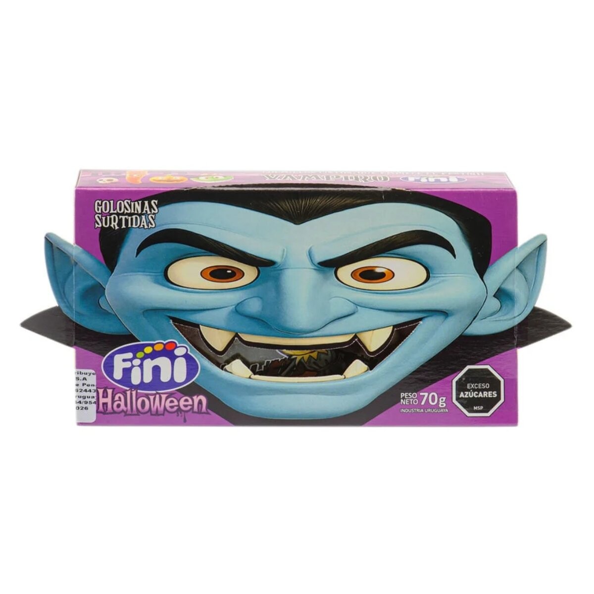 CAJA FINI 70G C/GOLOSINAS (VAMPIRO/CALABAZA/CALAVERA) 