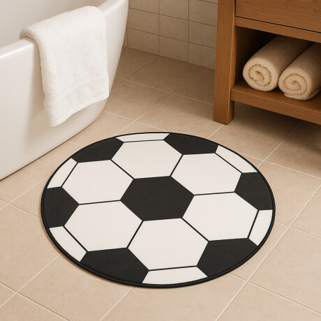 Alfombra para baño forma pelota fútbol Negro