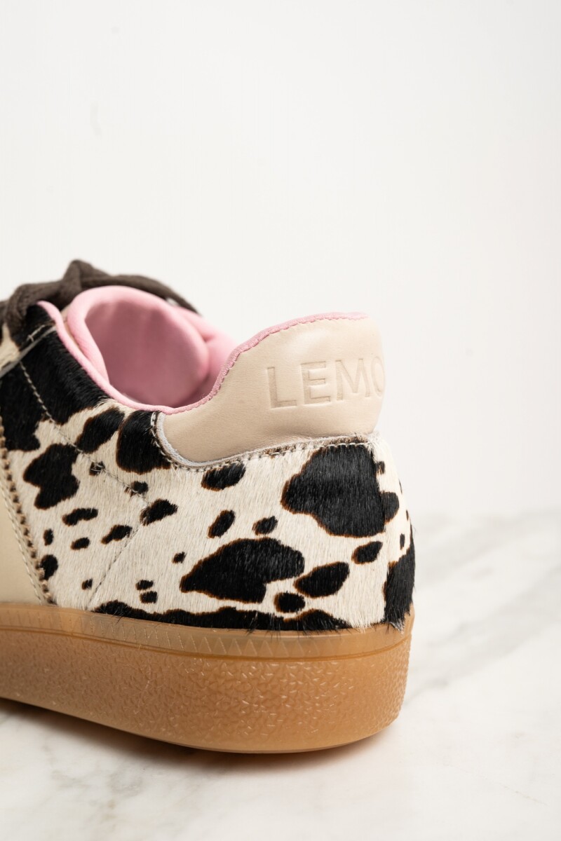 Zapatilla Pelo Animal Print Vaca Marrón