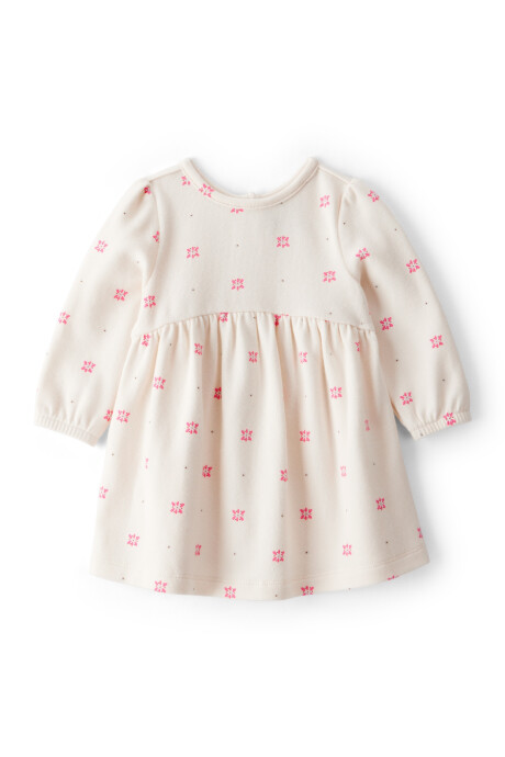 Set dos piezas, vestido de algodón y chaleco sherpa rosado Sin color