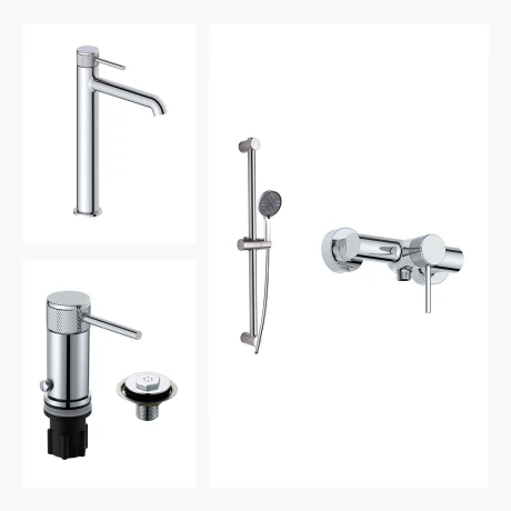 Juego De Griferia Incluye Lavatorio Alto,Bidet Y Ducha Exterior 000