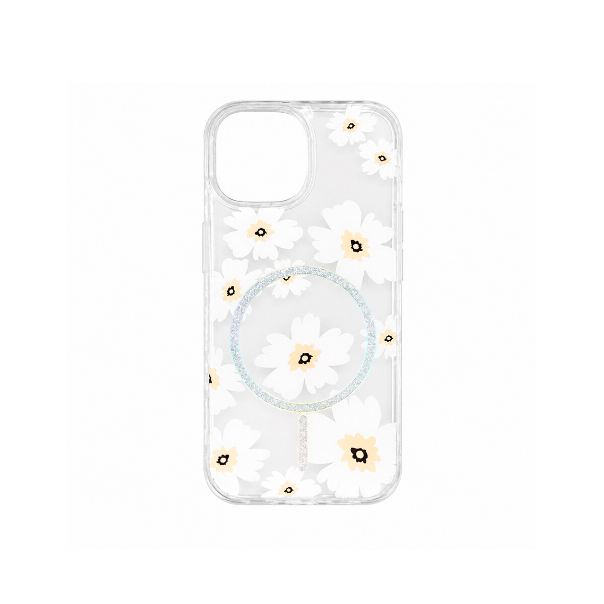 Protector para iPhone 13/14 diseño de flores color blanco 