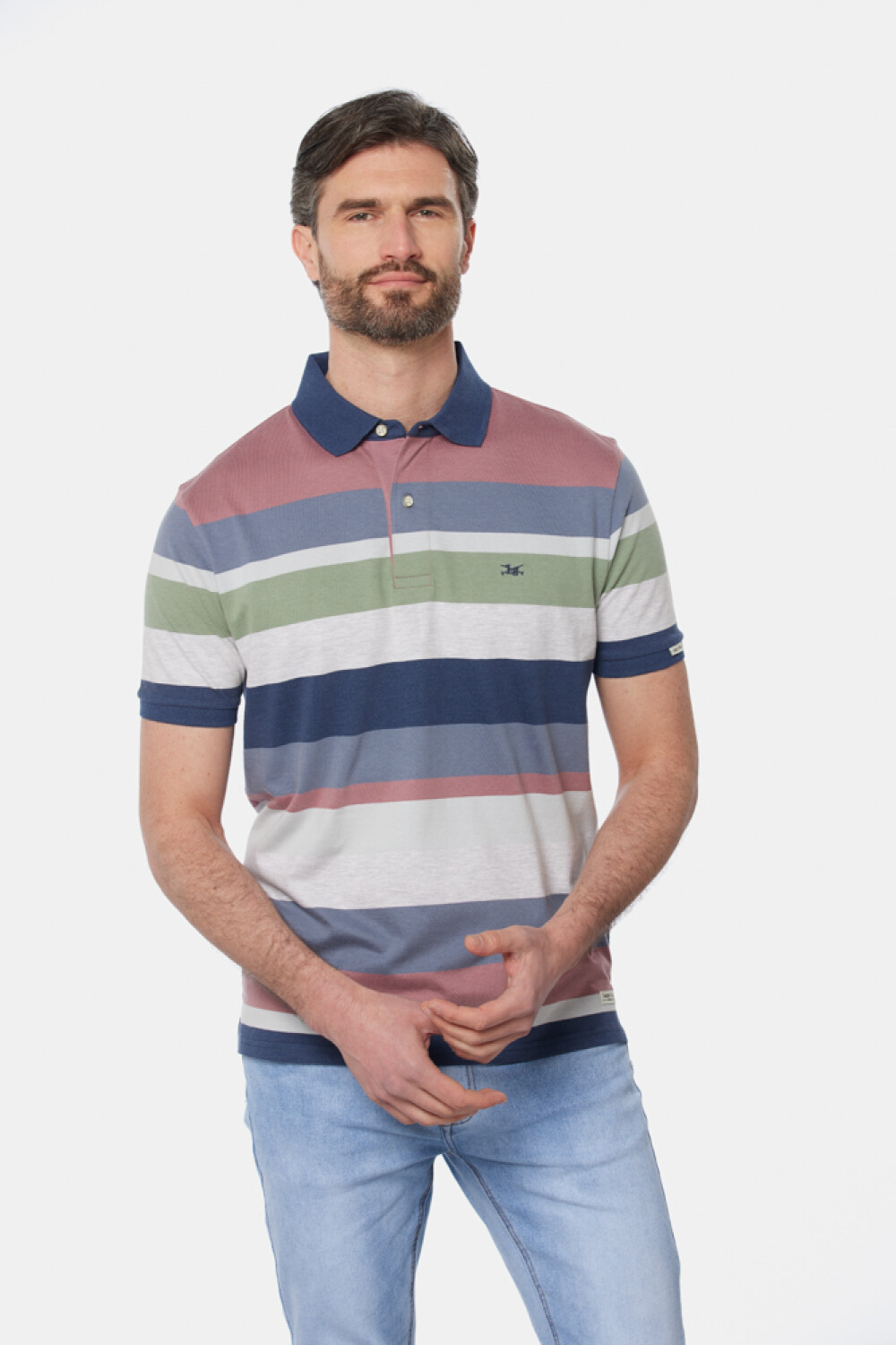 REMERA POLO JERSEY RAYADA Rosado