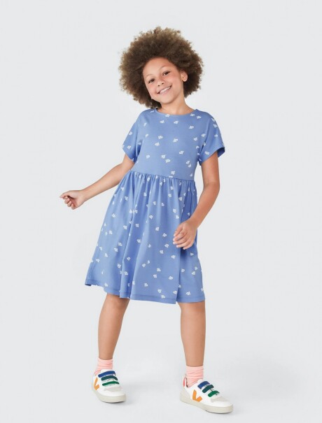 VESTIDO CORTO CON ESTAMPADO CELESTE