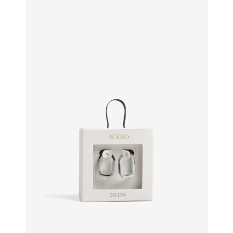 Argollas Acero Con Cubic Plateado